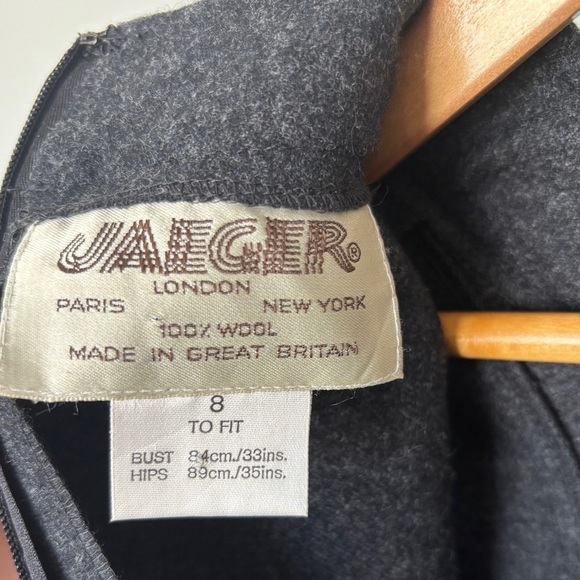 JAEGER Vintage 100% Wool Ling Sleeved Shift Dress, Size 8 - Picture 7 of 7